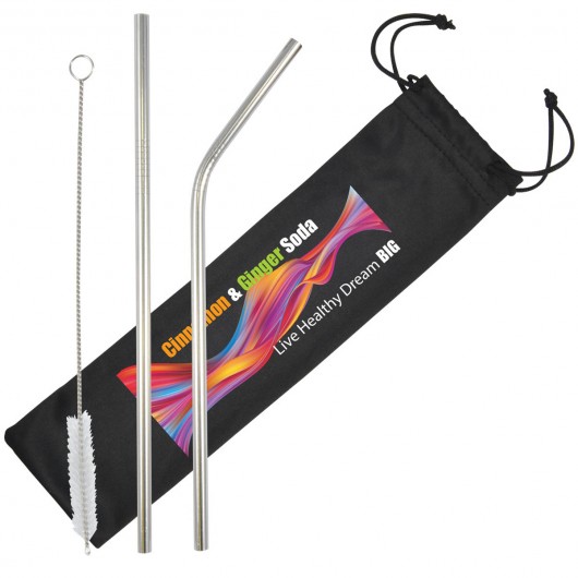 Promotional Metal Straws in Pouches